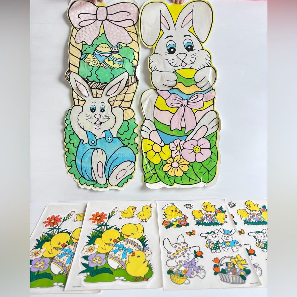Vintage Easter Window Clings Lot 90s Holiday Decor
